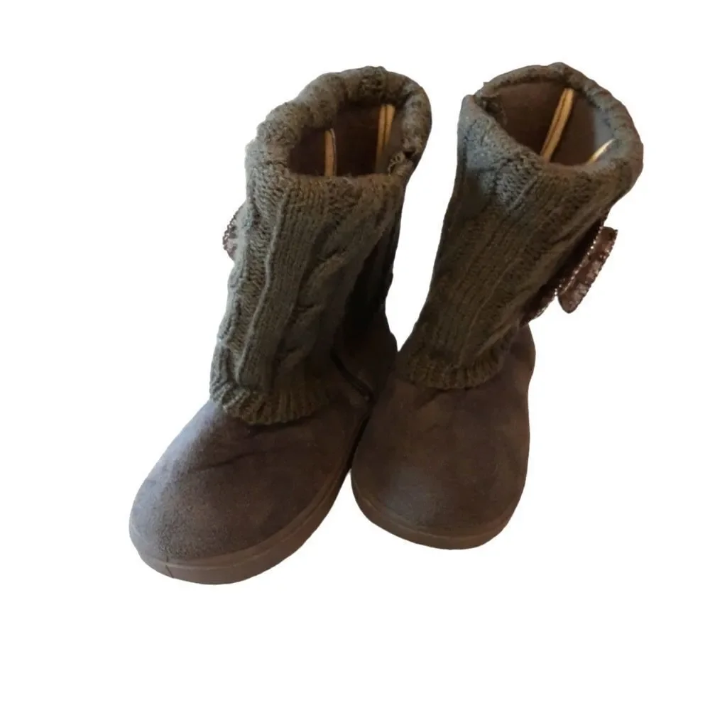 Little‎ Girls Boots Suede Cable Knit Fabric Rose Size 10 New